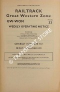 Book cover of Weekly Operating Notice containing Temporary Speed Restrictions, Temporary Engineering Works, Signalling & Permanent Way Alterations, General Instructions and Notices, 7 to 13 November 1998 by Railtrack Great Western